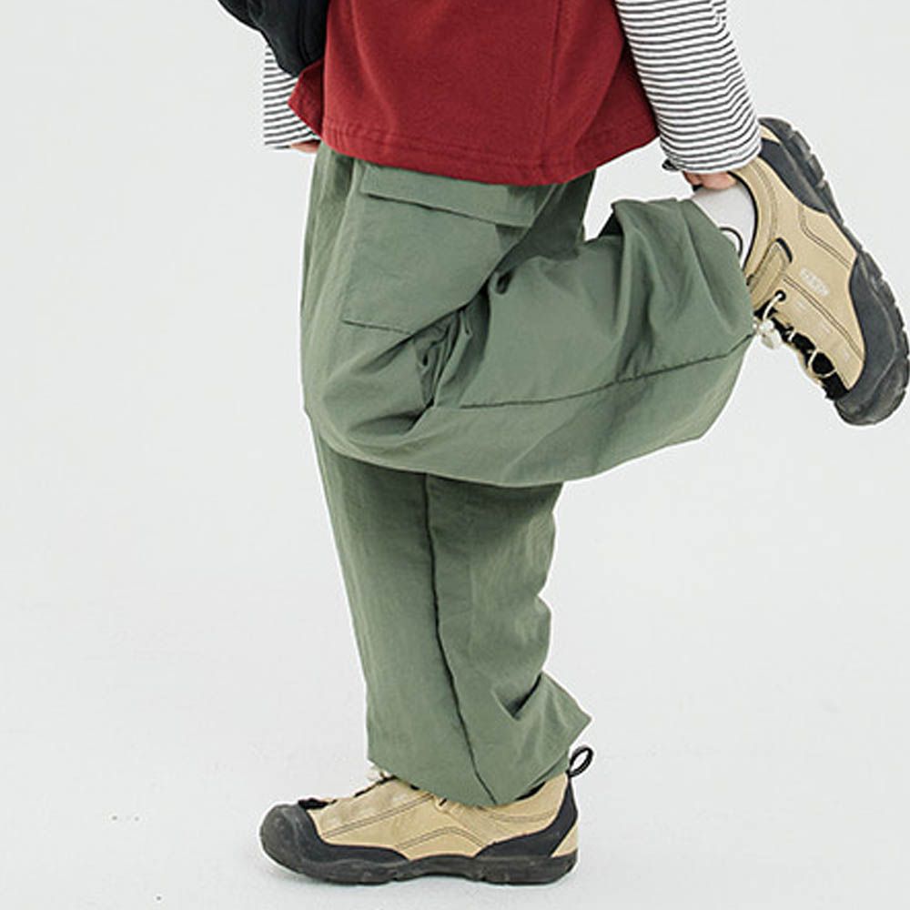 W.S.B. 鬆緊腰工裝風格寬鬆長褲-軍綠