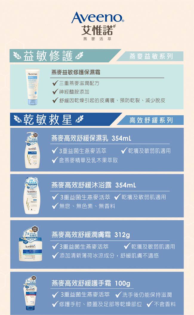 Aveeno 艾惟諾 - 燕麥高效舒緩護手霜-100g