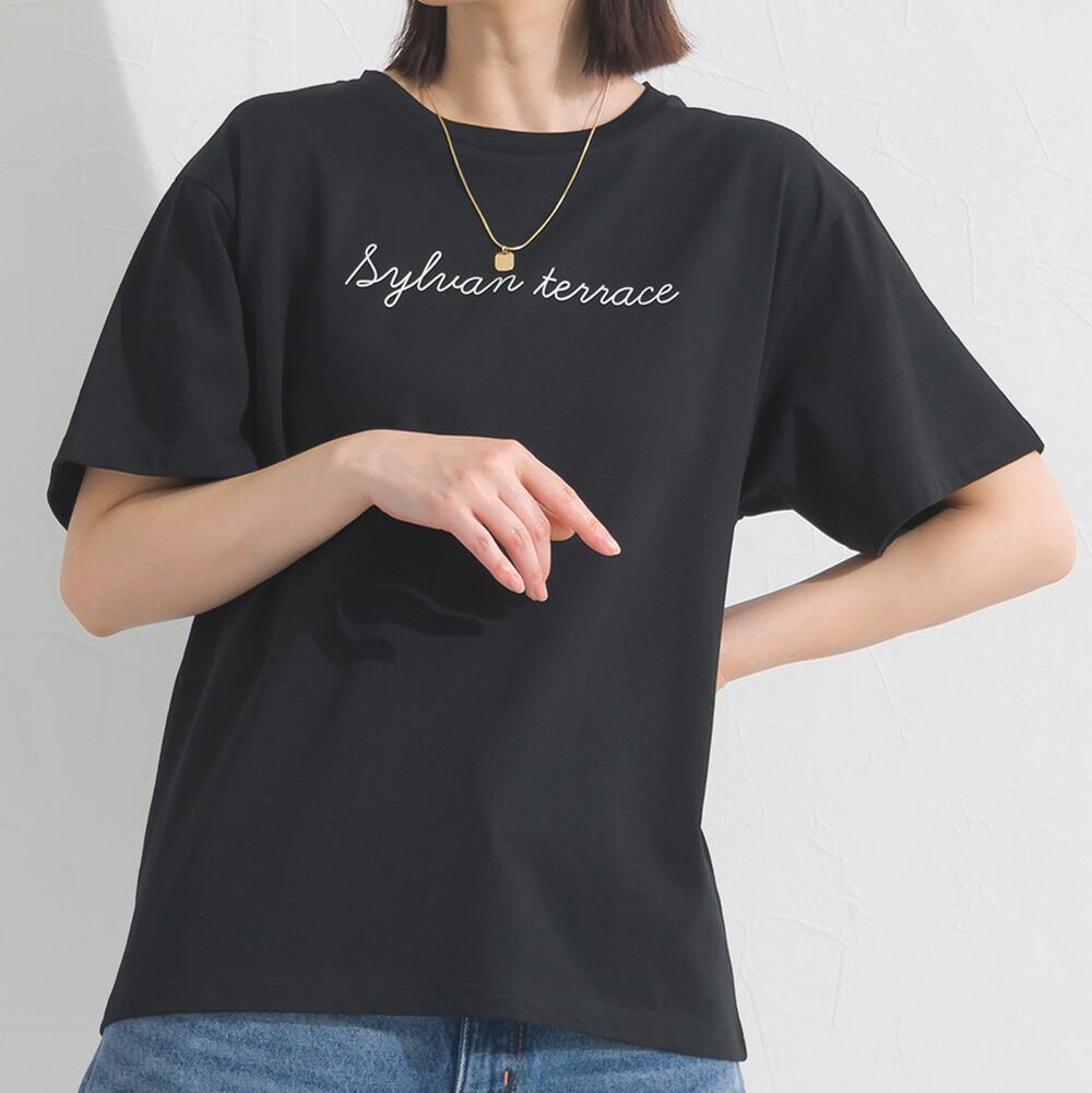 100%棉 吸濕清爽logo短袖上衣-黑