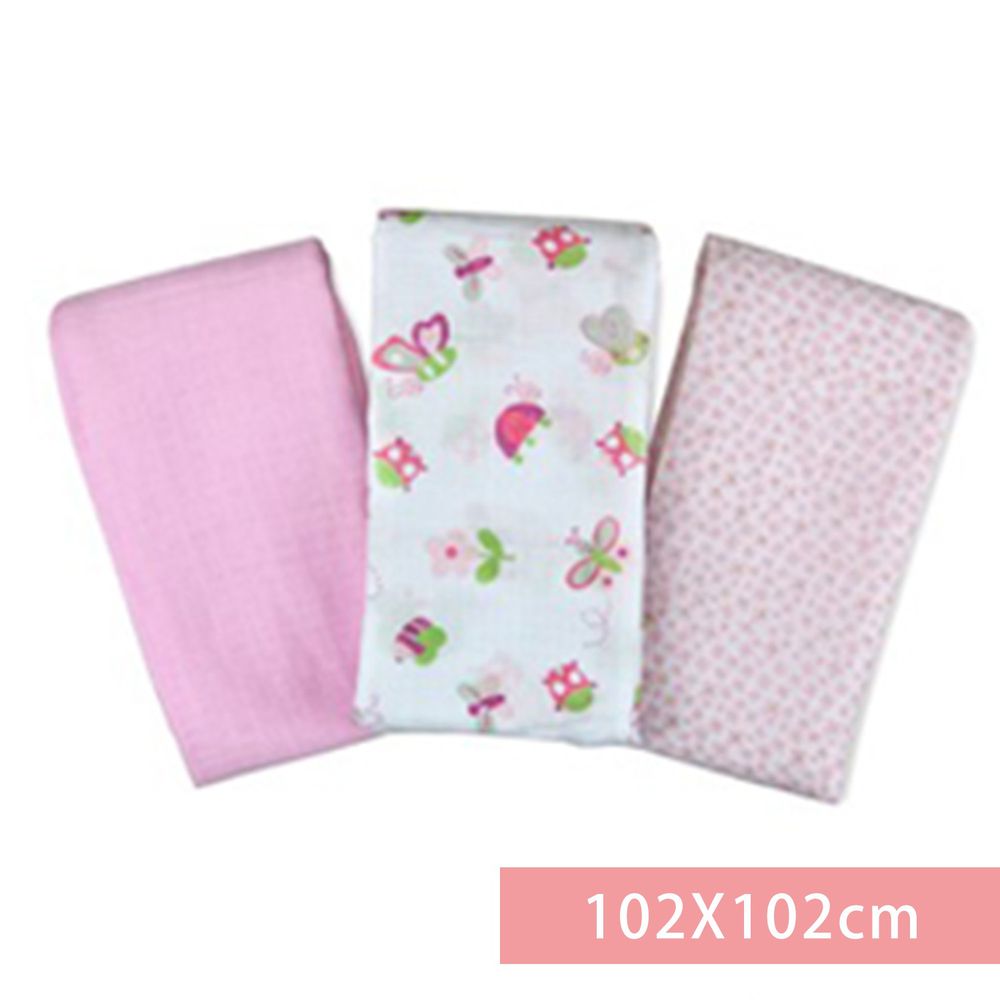 Summer Infant - 輕量細棉紗布寶寶毯3入組-浪漫花園-適用年齡:新生兒起皆適用