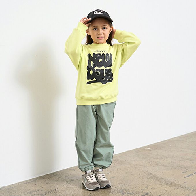 日本 b-ROOM - 百搭街頭風印花裏毛上衣-格子笑臉-藍