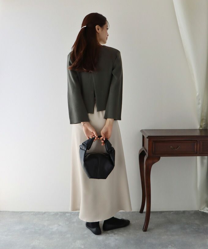 日本 BLUE EAST - 後交叉設計羅紋長袖上衣-咖啡棕