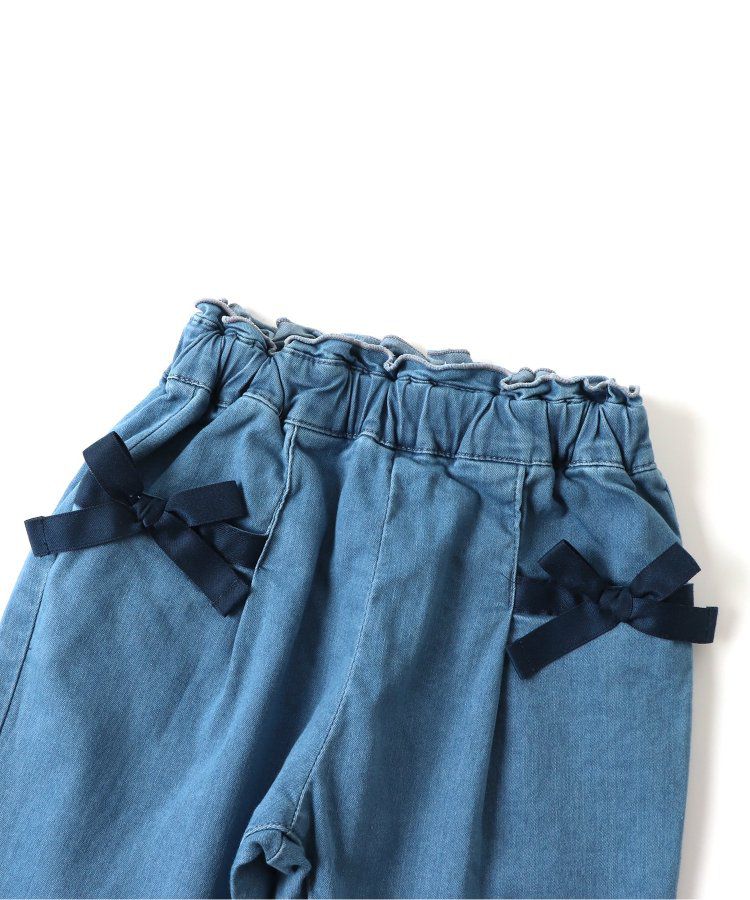 日本 apres les cours - 蝴蝶結口袋腰鬆緊長褲-黑白格