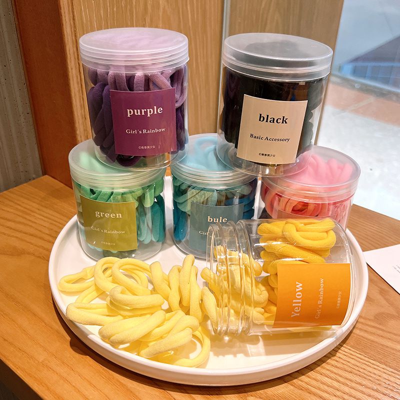 小清新彈力兒童髮圈-黃色