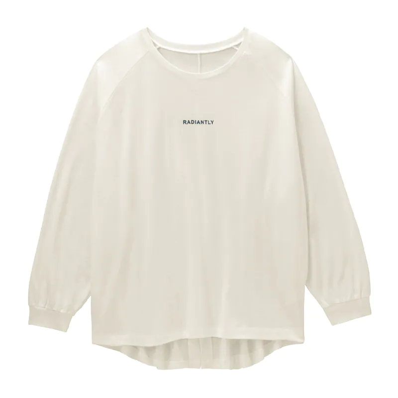 日本千趣會 - (媽媽 純棉低調英文印花長袖上衣-淺杏