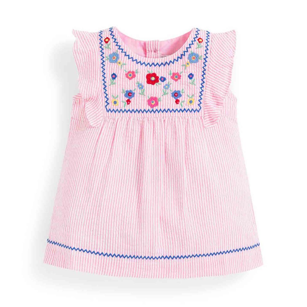 英國 JoJo Maman BeBe - 嬰幼兒/兒童100% 純棉短袖上衣-粉紅花卉