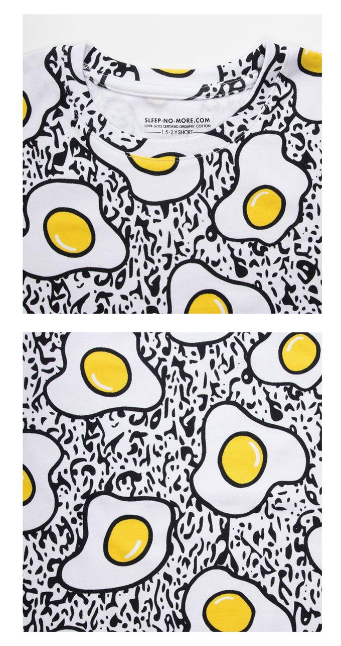 英國 SLEEP NO MORE - 100% 有機棉兒童圓領長袖上衣-荷包蛋 (2-4 Y)