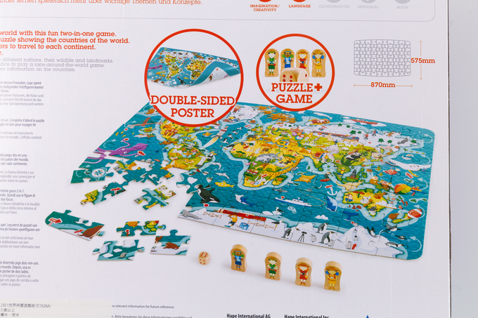 德國 Hape - 2合1世界拼圖遊戲組-105pcs