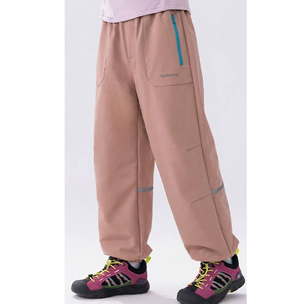 輕盈防水休閒長褲-安全反光條-粉色