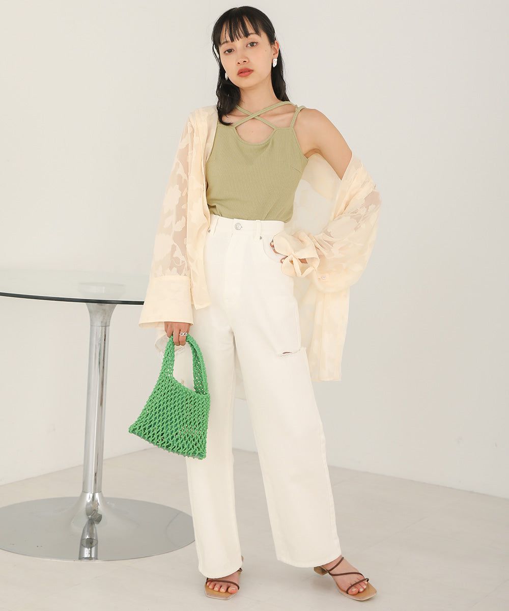 日本 Bab - 2WAY羅紋彈性內搭(附bra)-黑