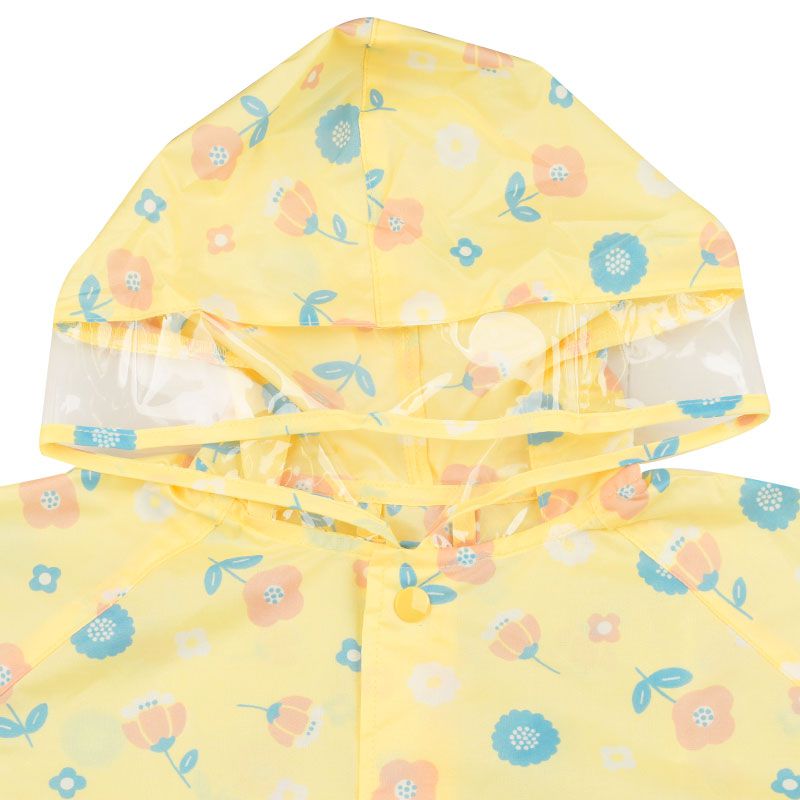 akachan honpo - 短斗篷式雨衣-小花-奶油色 (80~95cm)