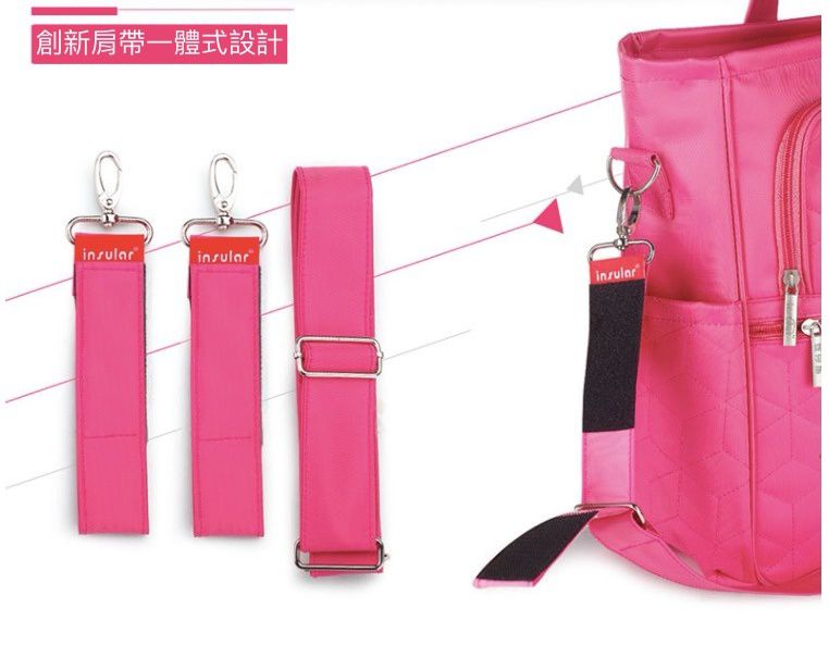 insular - 大開口防潑水尼龍單肩/手提媽媽包-紫色 (35x11x33cm)