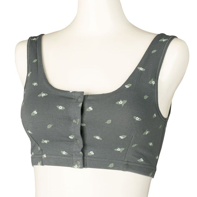 akachan honpo - 半截式內衣-前開式小花-深灰色