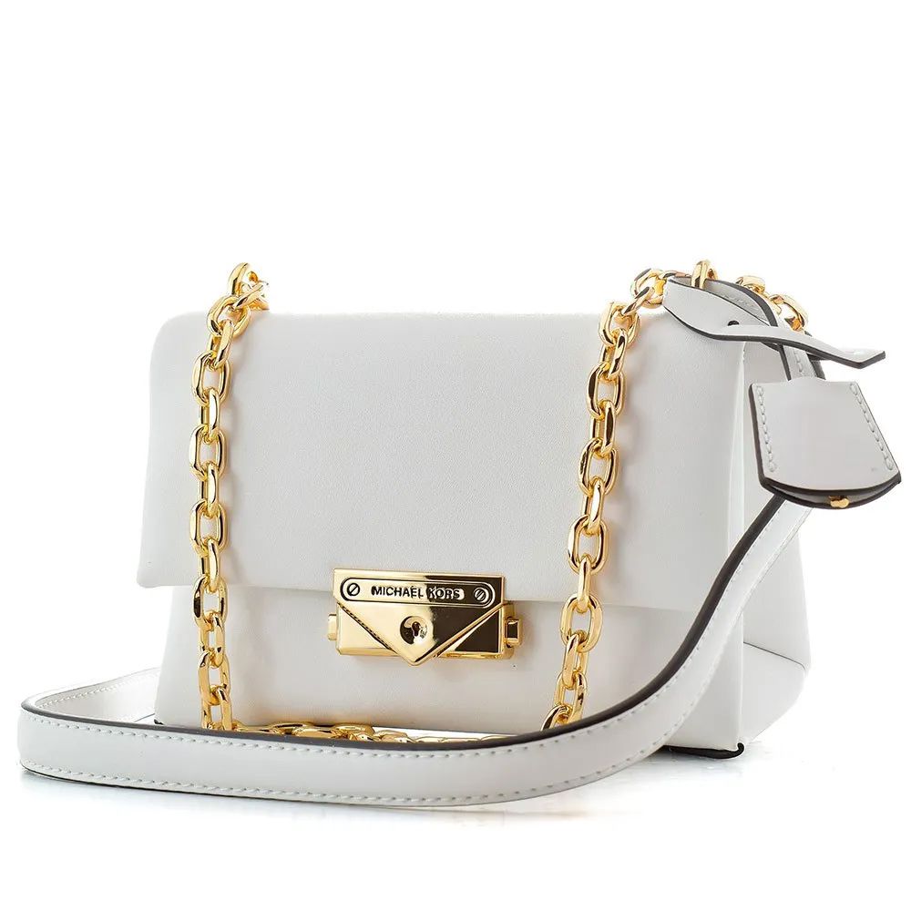 皮革+鍊條翻蓋肩背包 (灰)