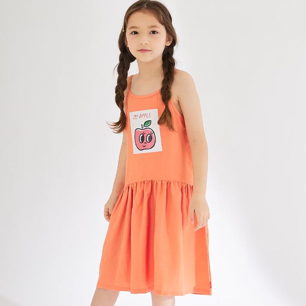韓國 OZKIZ - 微笑APPLE連身細肩洋裝-橘