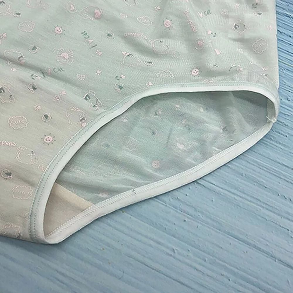 Annypepe - 女童95%天絲小肥貓三角褲-粉綠色 (100-150cm)