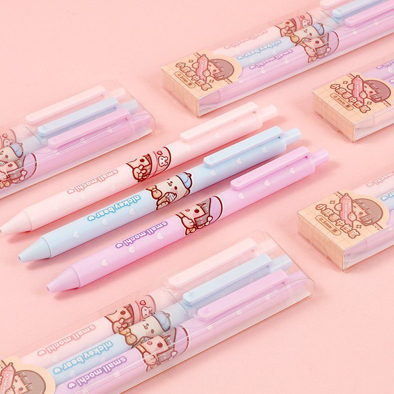 小麻糬按壓式0.5mm中性筆(3入)-寵物系列-黑色