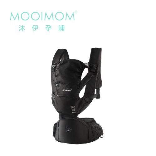 沐伊孕哺 MOOIMOM - 輕盈簡約聯名款坐墊式腰凳揹帶-極簡黑(附防風罩)