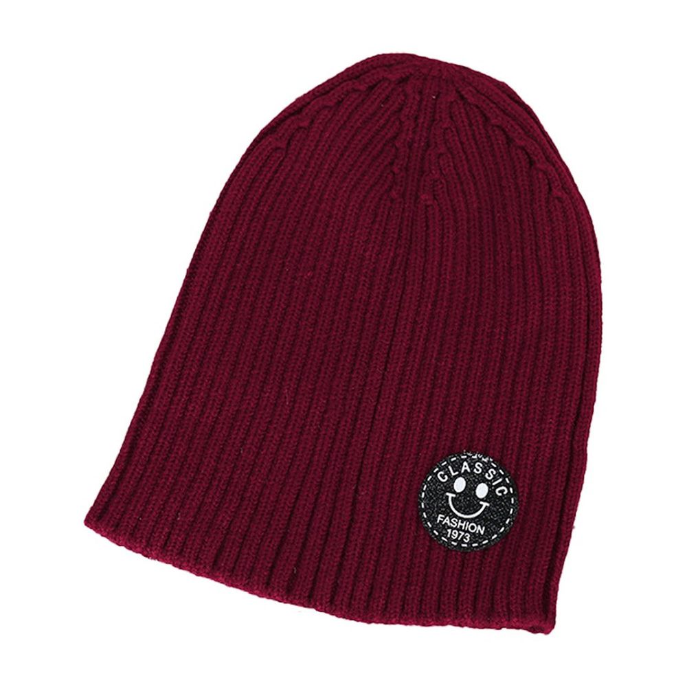 JoyNa - 針織護耳帽 基本款毛帽 童帽 保暖帽-酒紅色 (適戴頭圍約40-55cm)