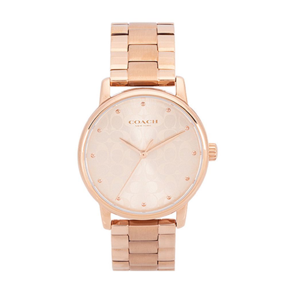 滿版logo不鏽鋼腕錶 (玫瑰金)