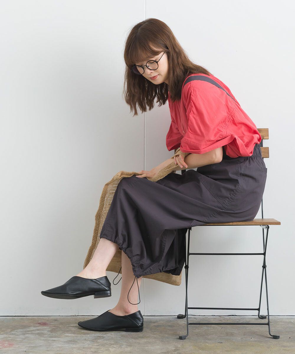 日本女裝代購 - 100%印度棉 質感百搭落肩短袖襯衫-經典黑