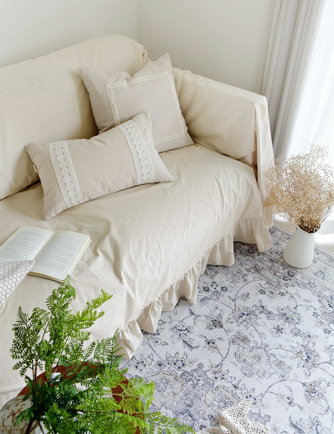 韓國 Prielle - 60支高密度棉防水防污沙發套-綠 (220X330)