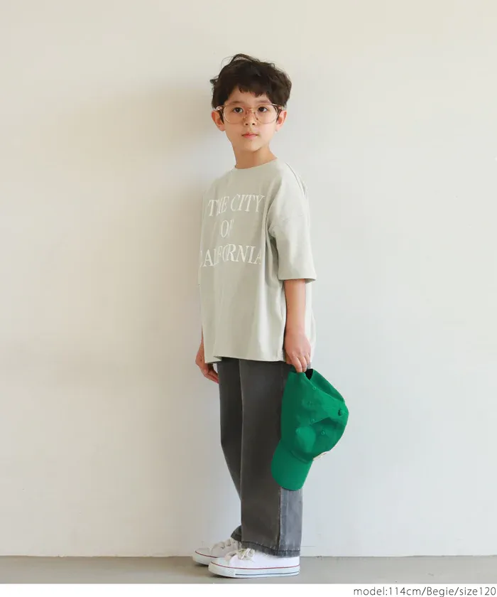 日本 COCA - 美式LOGO 寬版薄長袖上衣-孩子-淺杏