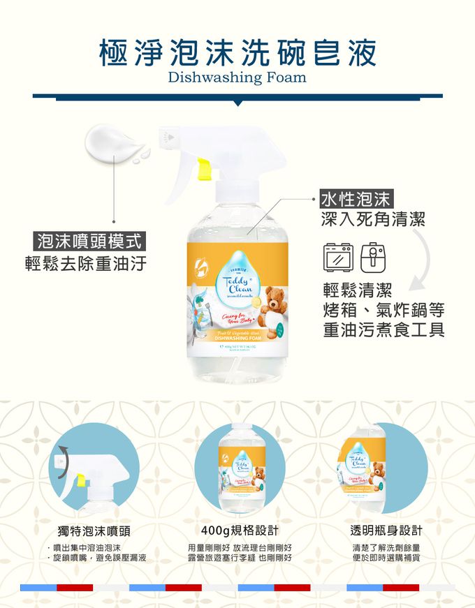 清淨海 - 純淨泰迪 極淨泡沫洗碗皂液 (400g)