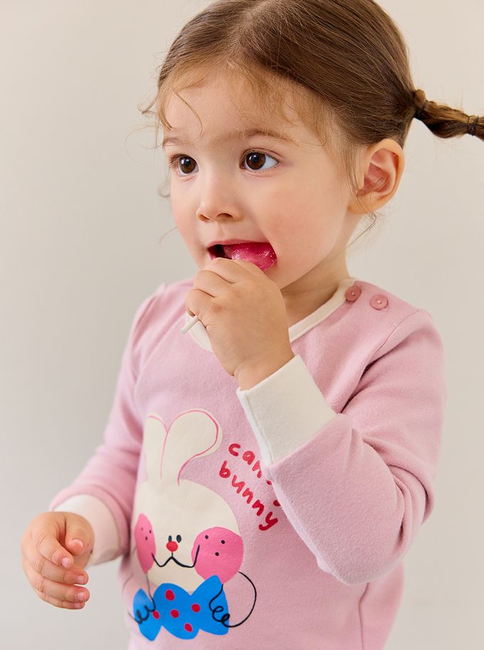 韓國 Cordi-i - 桃皮絨長袖家居服-CANDY白兔-粉