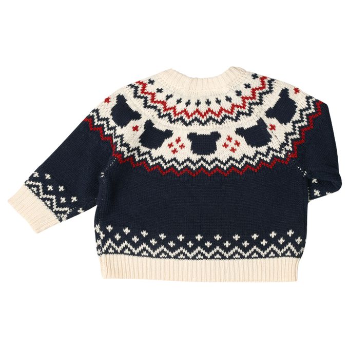 akachan honpo - 針織休閒上衣-小熊-深藍色