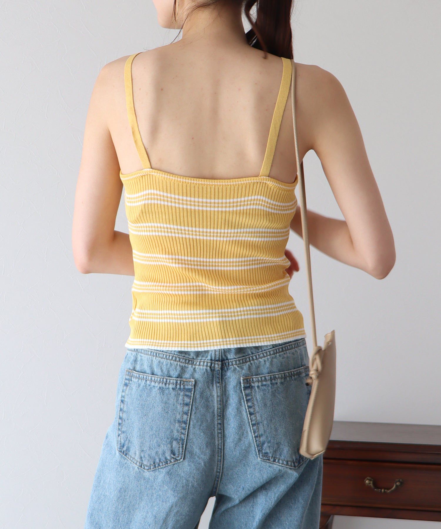 日本 BLUE EAST - 彈性羅紋無袖上衣/內搭-條紋-黑