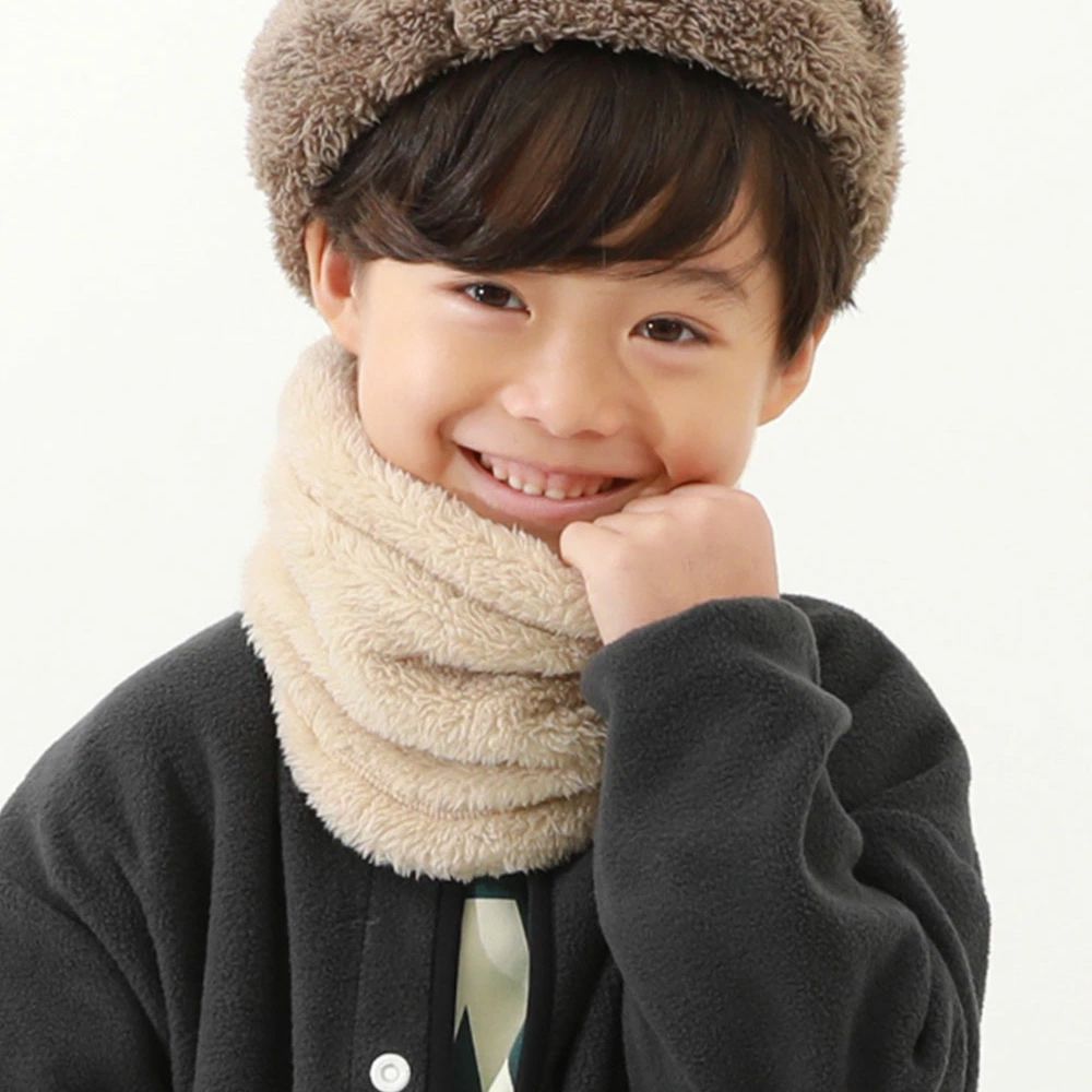 柔軟毛茸茸保暖圍脖(可調頸圍)-淺卡其 (FREE)