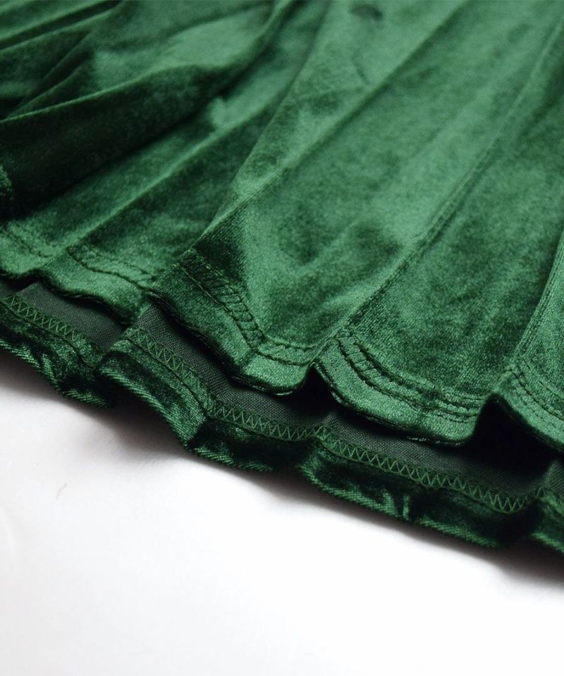 日本 zootie - 優雅光澤感百褶長裙-深墨綠