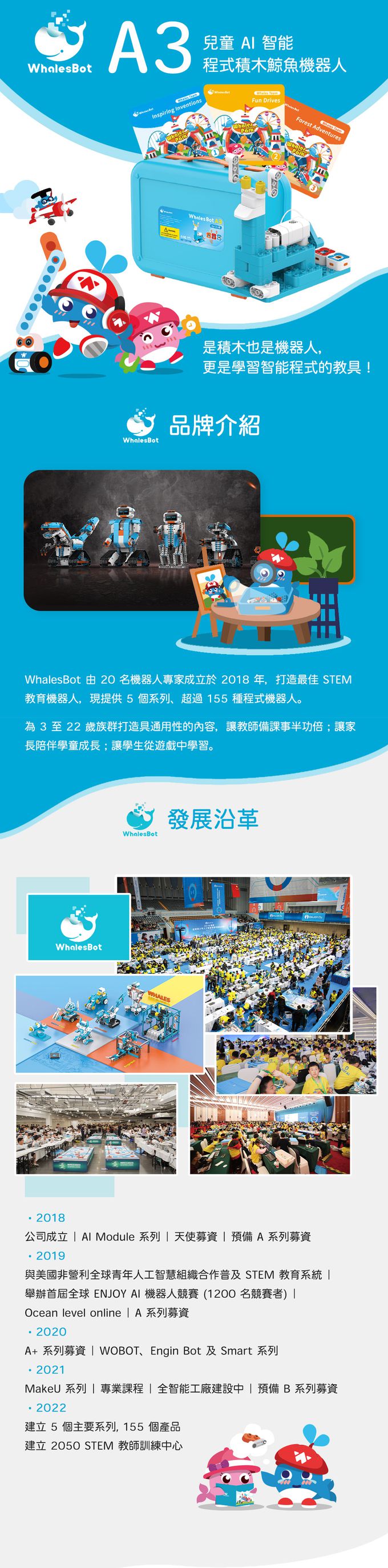 WhalesBot A3 兒童 AI 智能程式積木鯨魚機器人