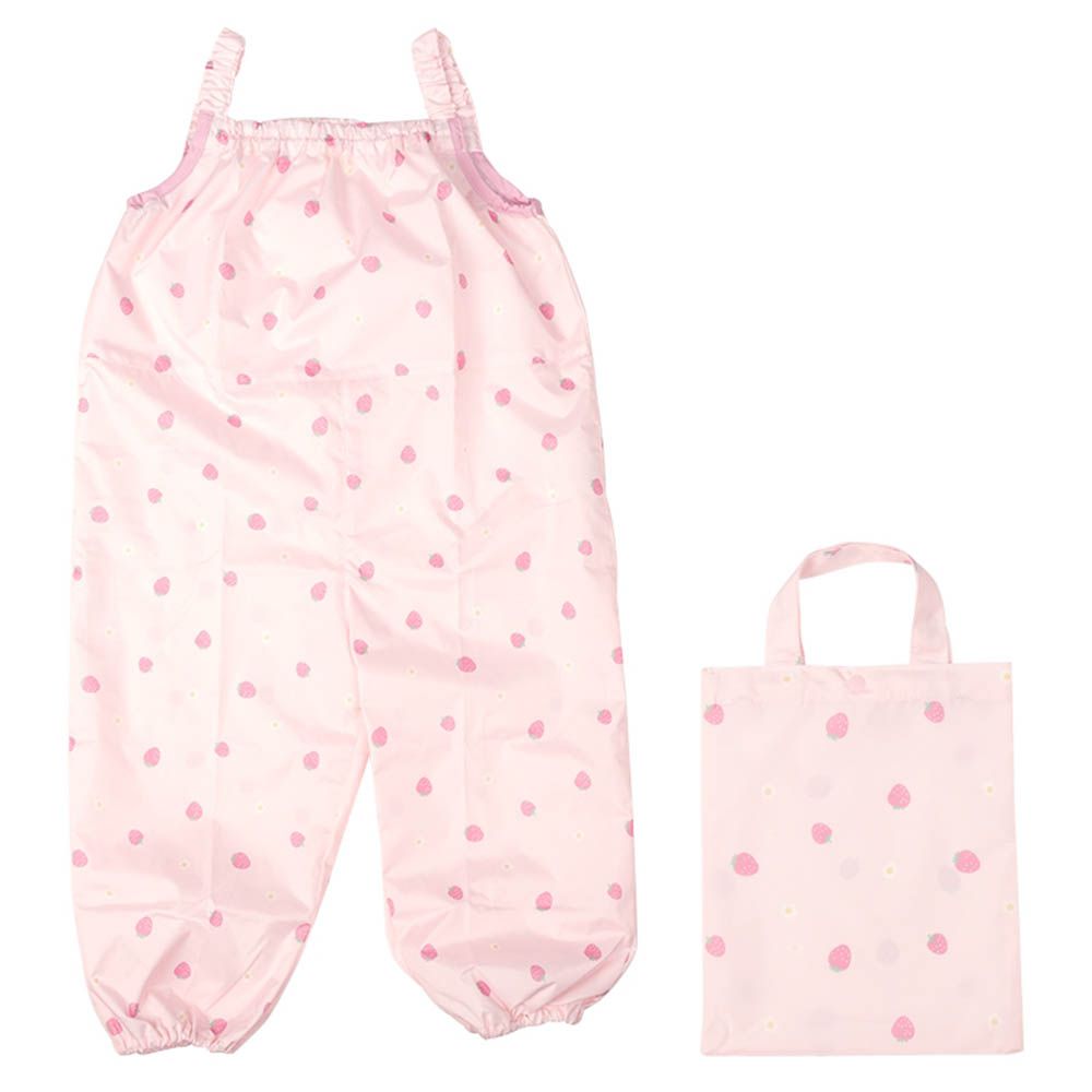 無袖連身防髒衣 防潑水加工-草莓-粉紅色