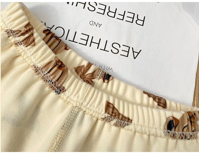 圓領無痕薄絨長袖家居服套裝-條紋-黑色