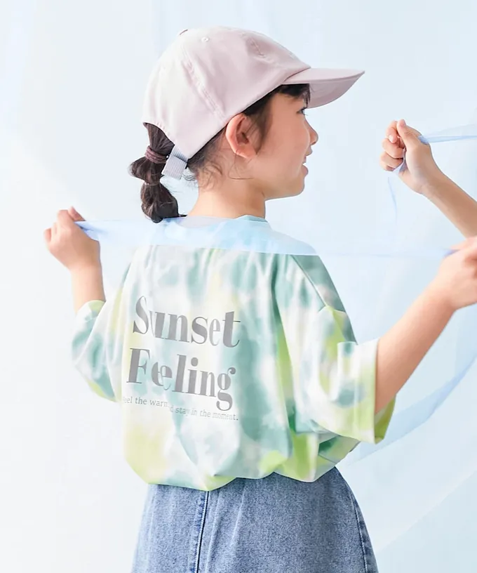 日本 devirock - 涼感速乾網眼 暈染印花短袖上衣-粉紫