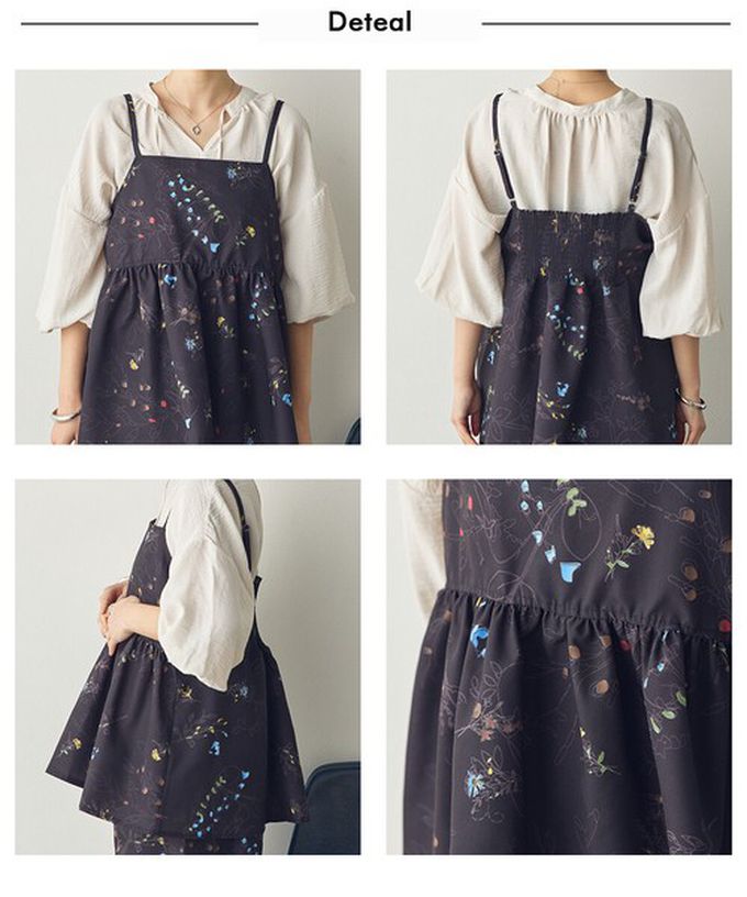 日本 Sans Souci 34+ - 優美花卉縮腰疊穿吊帶背心-海軍藍