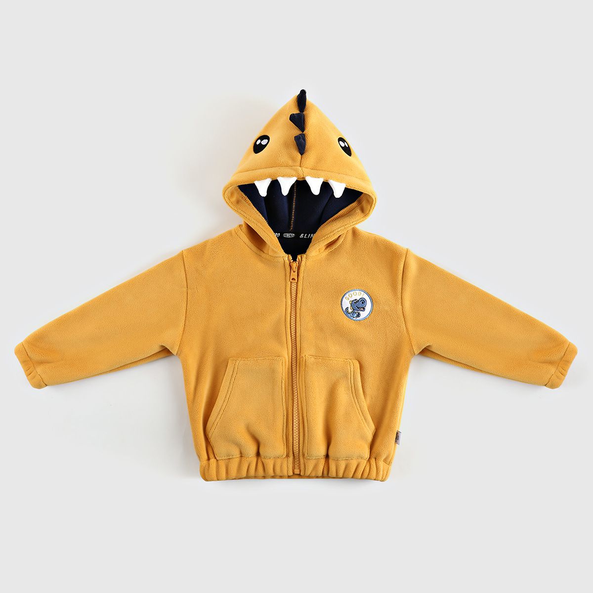 雙面搖粒絨造型外套-鯊魚-黃色