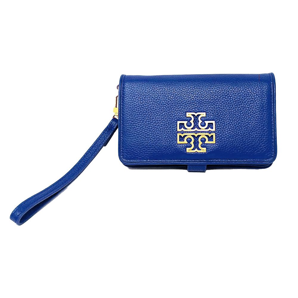 TORY BURCH - 雙T-LOGO皮革手拿包 (寶藍)