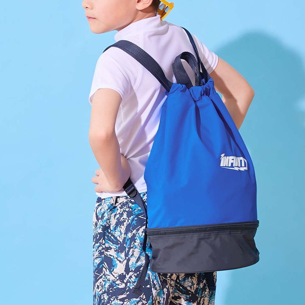 雙層設計防水便利游泳背包/水桶包-寶藍x深藍