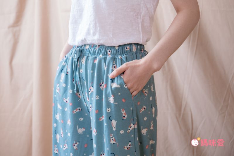 日本涼感服飾 - DRY 涼爽快乾舒適家居長褲/睡褲-小花貓-粉 (M-L Free)