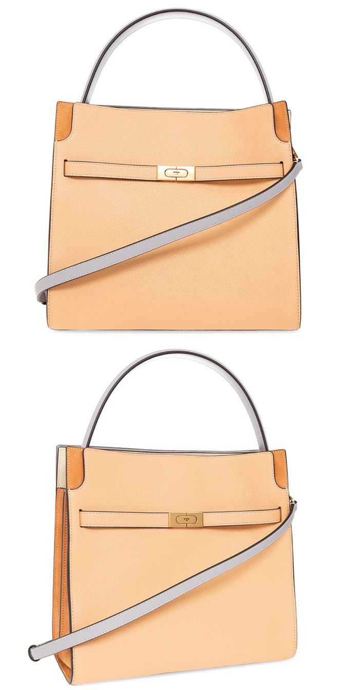 Tory burch - 拼接皮革兩用包 (淺桔色)