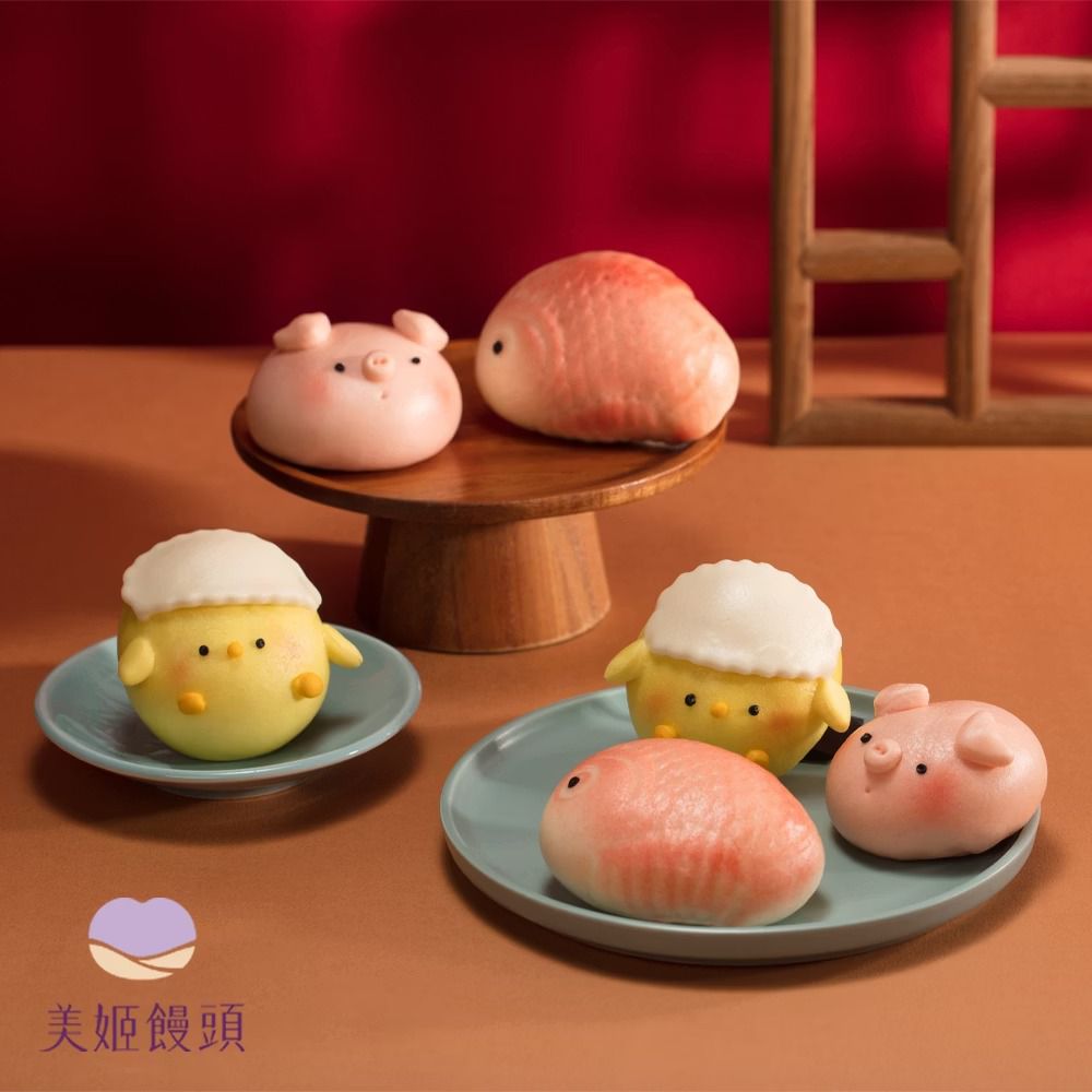 可愛三牲鮮乳造型饅頭-50g*6顆