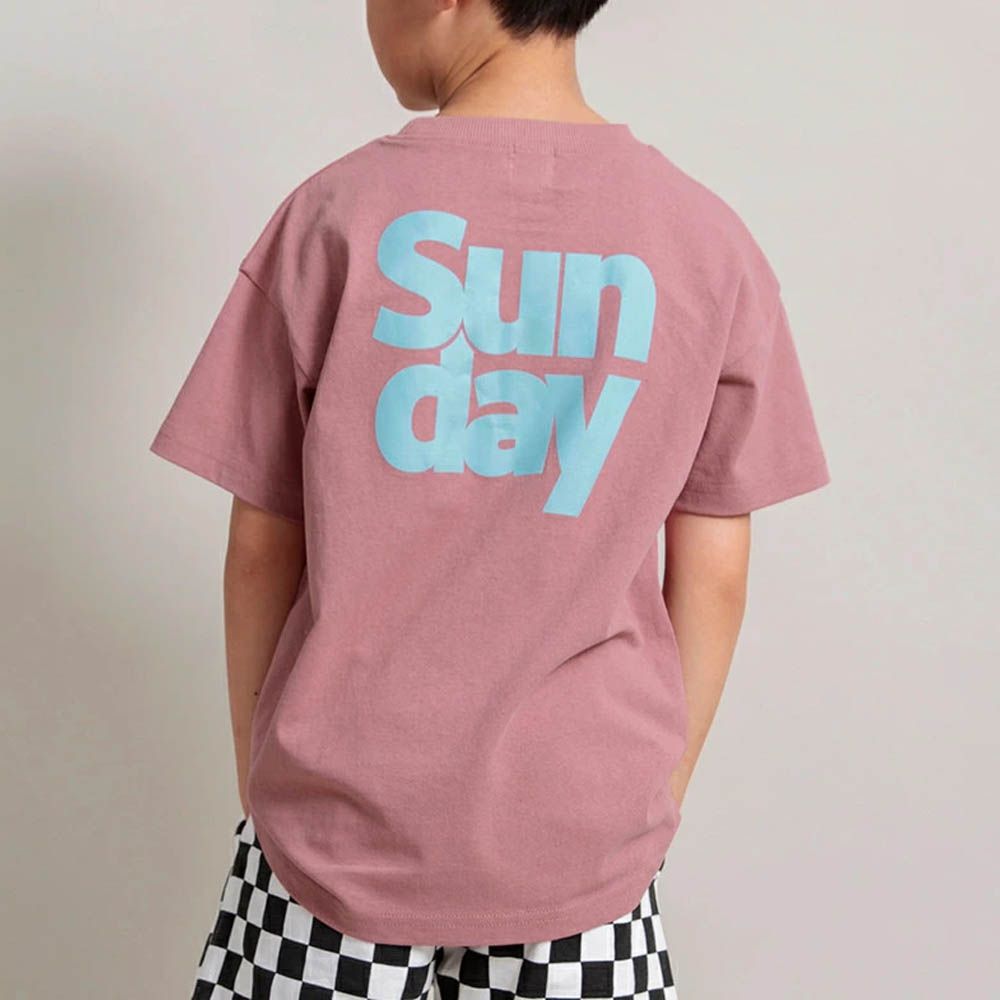 100%棉 街頭印花短袖上衣-SUN DAY-玫瑰粉