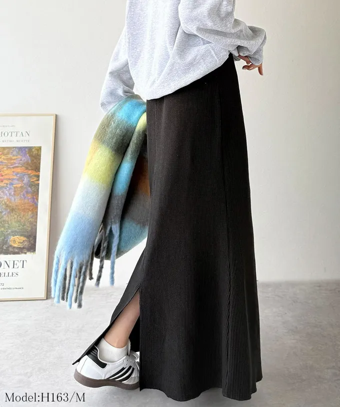 日本 Classical Elf - Java 華夫格舒適厚磅魚尾裙-黑