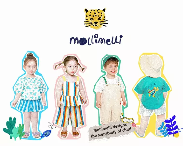 韓國 mollimelli - 鬆緊腰HOLA企鵝徽章短褲-卡其