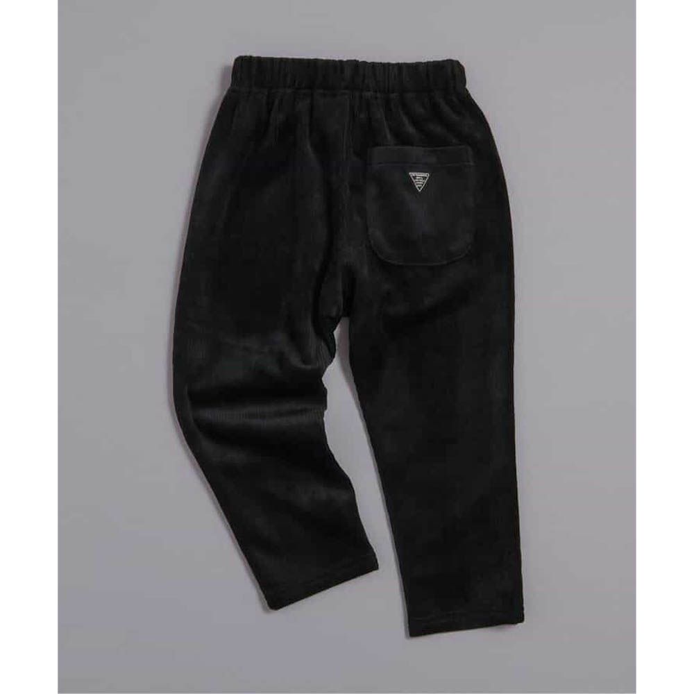 季節感舒適絨面直筒長褲-黑