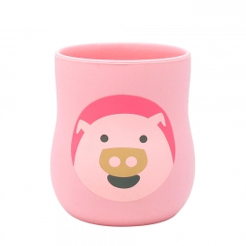MARCUS＆MARCUS - 動物樂園2合1矽膠訓練杯-粉紅豬