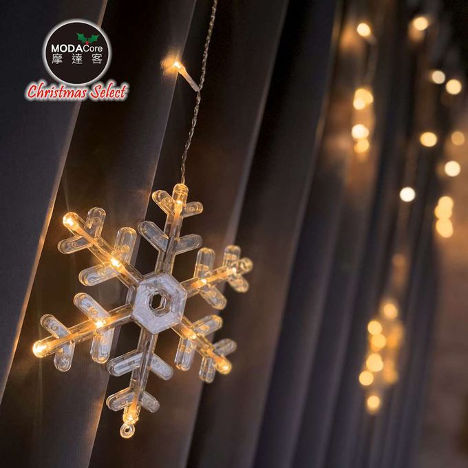 MODACore 摩達客 - LED 138冰條造型燈串電池燈+USB兩用充電 -暖白光/雪花造型款